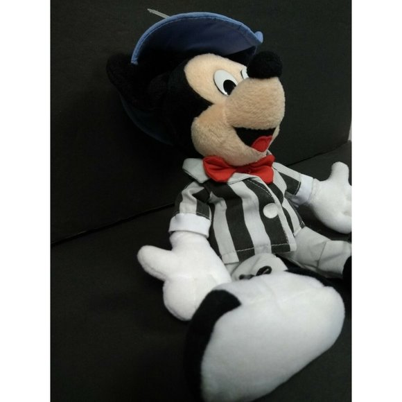 Disney Mickey Mouse 9" Striped Black/Gray Showman Outfit Hat and Shoes Plush Toy - Picture 6 of 12